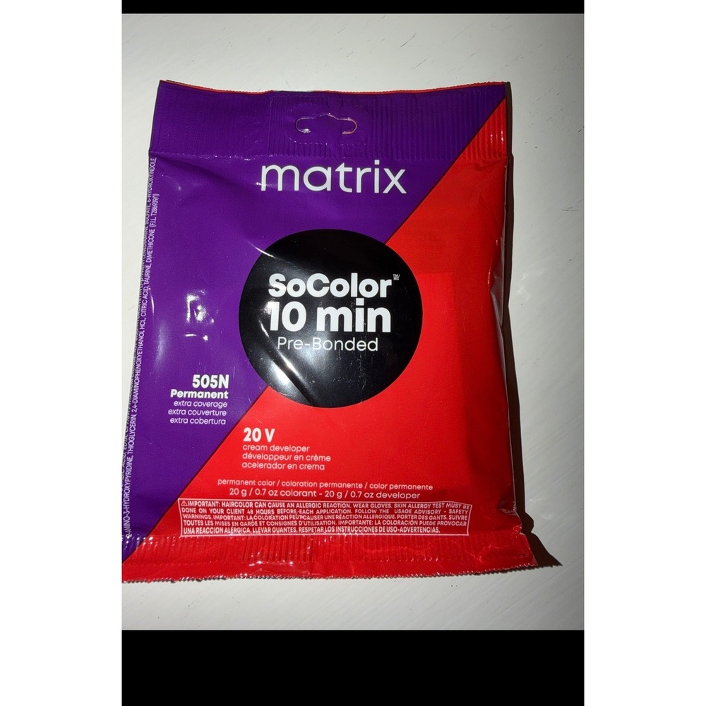 Matrix SoColor 10 Min Pre-Bonded Permanent Hair Color 505N 20V Developer